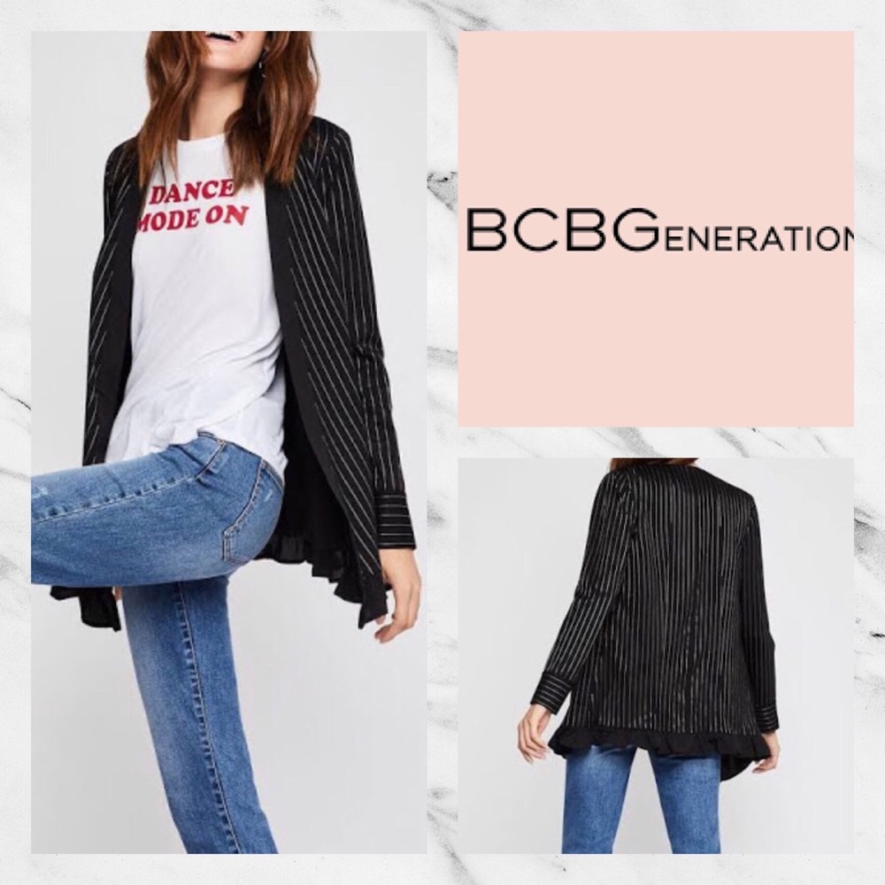 🎀CLEARANCE🎀 BCBGENERATION Ruffle Hem Pinstripe Blazer